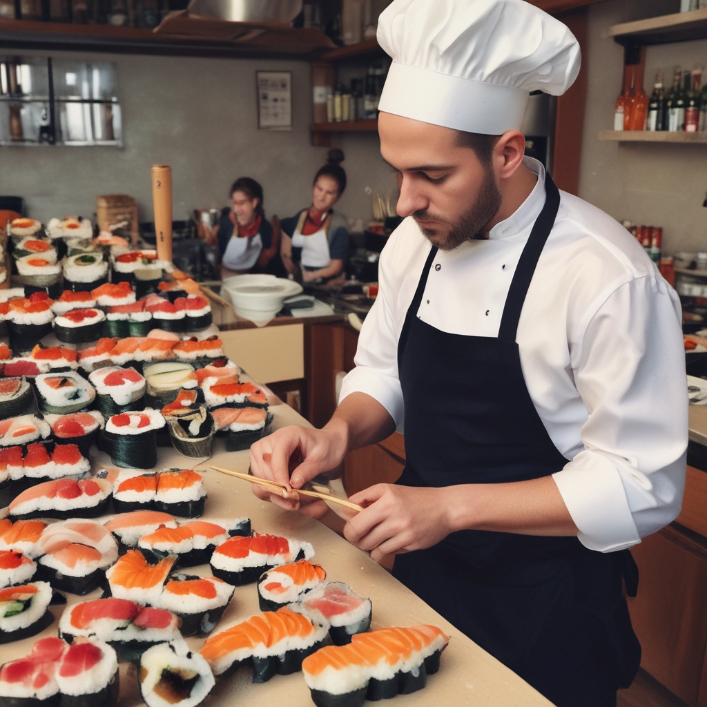 Head chef preparing sushi